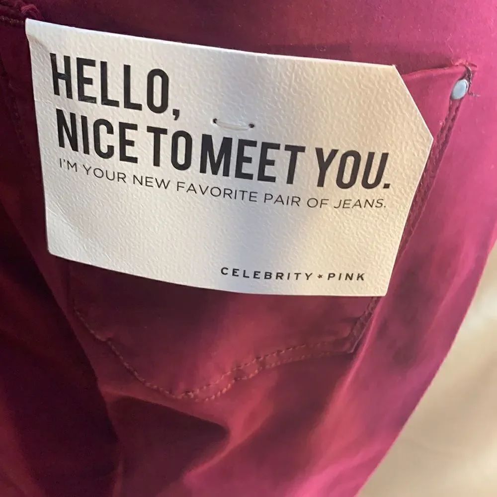 New Celebrity Pink High Rise Ankle Colored Skinny Regular Burgundy Maroon Jean - Picture 12 of 14